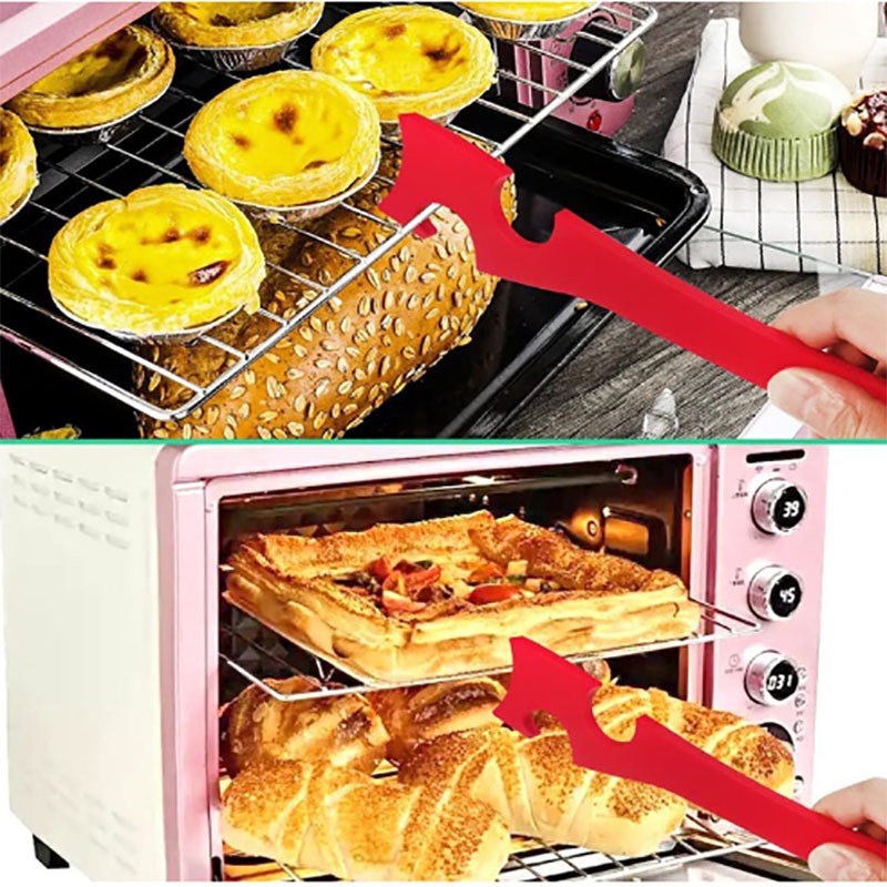 Silicone Oven Rack Push Pull Tool with Long Handle