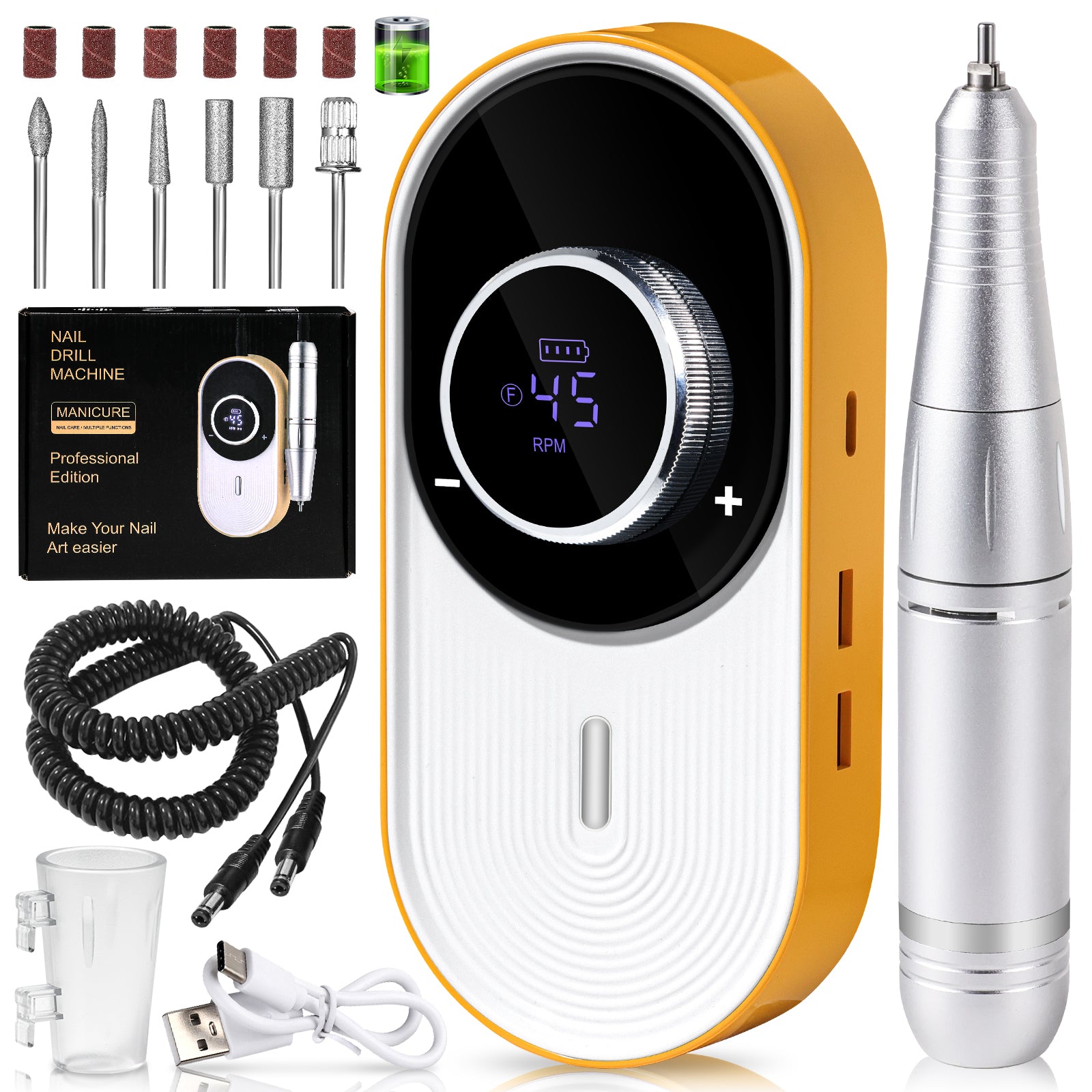 45000RPM Professional Electric Nail Drill Machine for Acrylic Nails