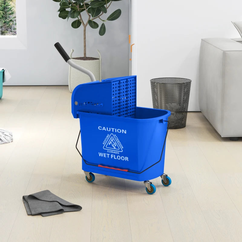 Compact Mop Bucket with Wringer & Wheels 21 Quart Cleaning Bucket