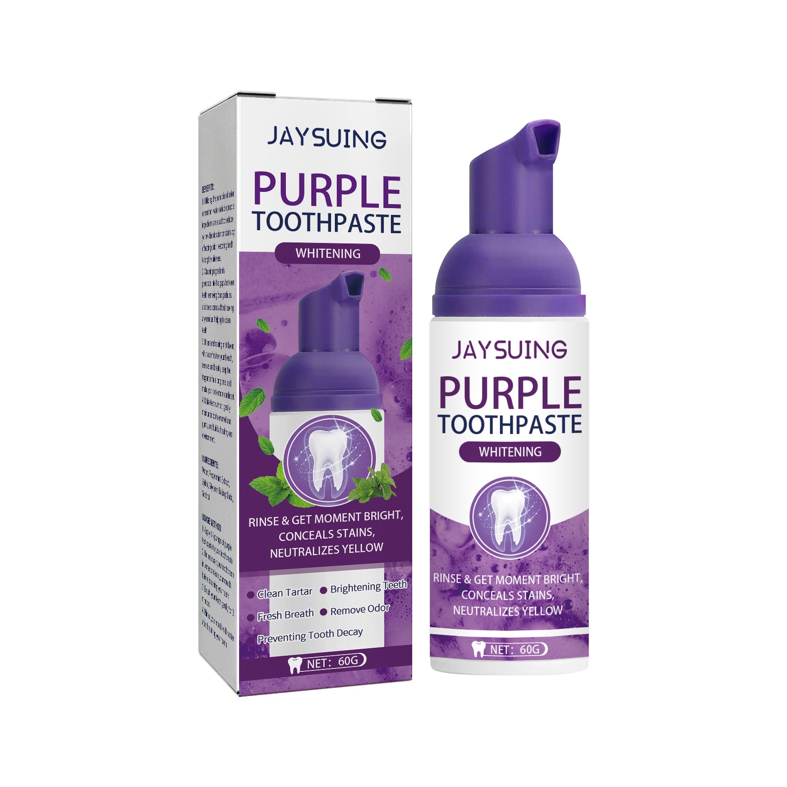 Purple Tooth Whitening Toothpaste for Stain Removal & Fresh Breath