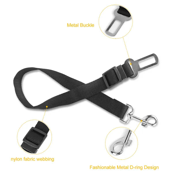 2PCS Adjustable Pet Seat Belt Leash for Dog and Cat Safety