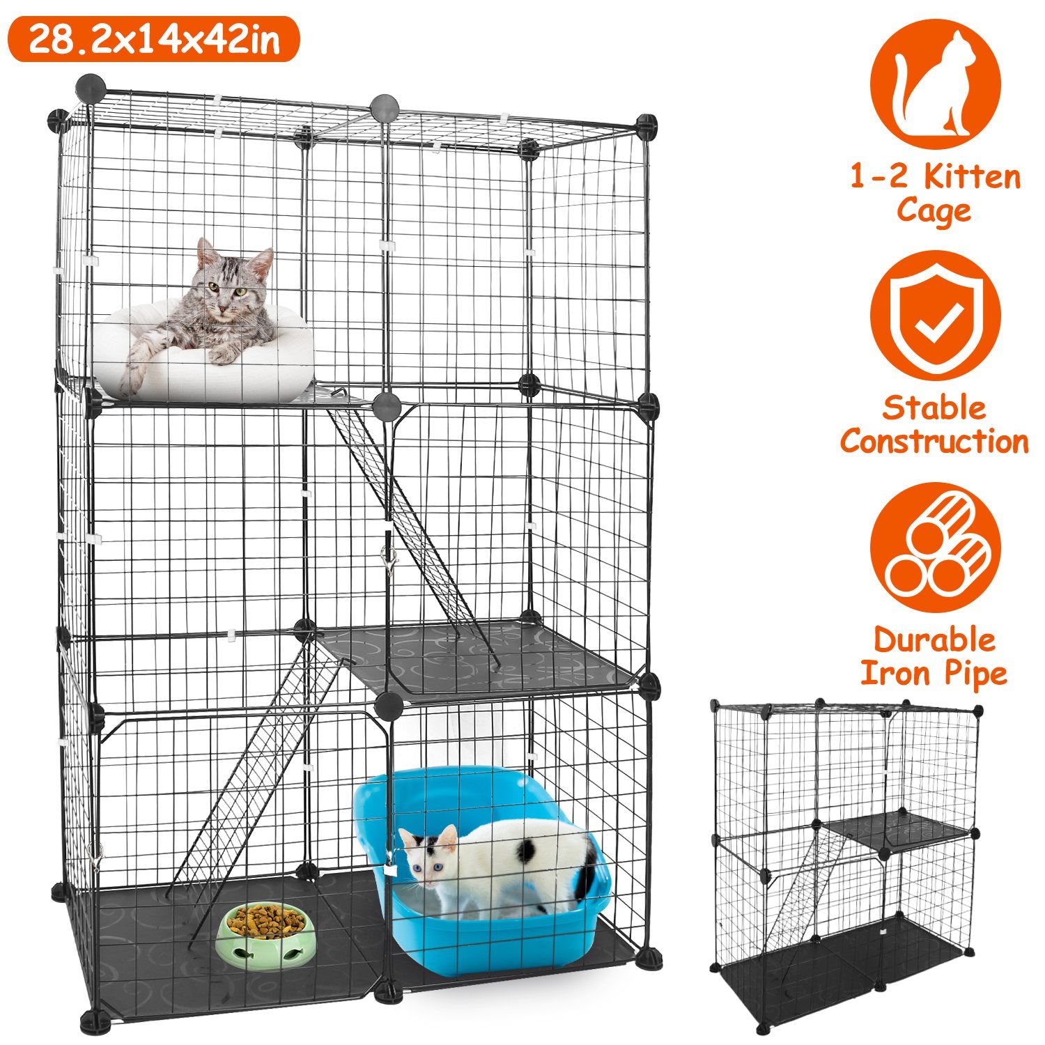 Ultimate 3 Tier Cat Playpen Cage Metal Indoor Cat House