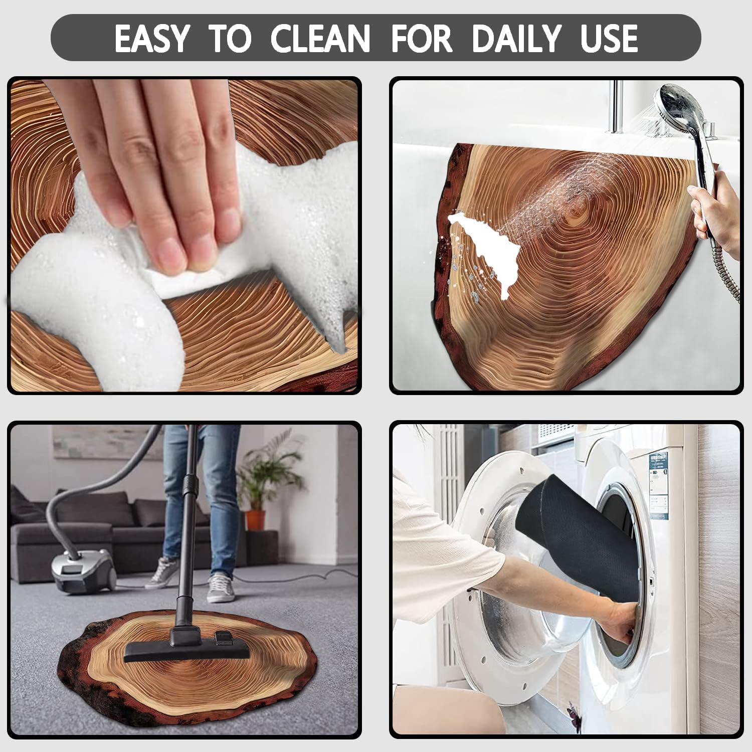 Non Slip Wood Grain Bath Mat Quick Dry Super Absorbent Rug