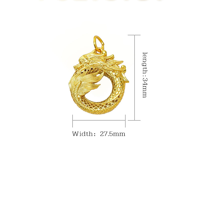 Luxury Ouroboros Dragon Necklace 24K Gold Infinity Pendant