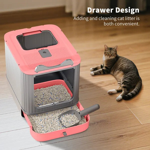 Premium Enclosed Cat Litter Box with Top & Front Entry – Odor Control Cat Toilet