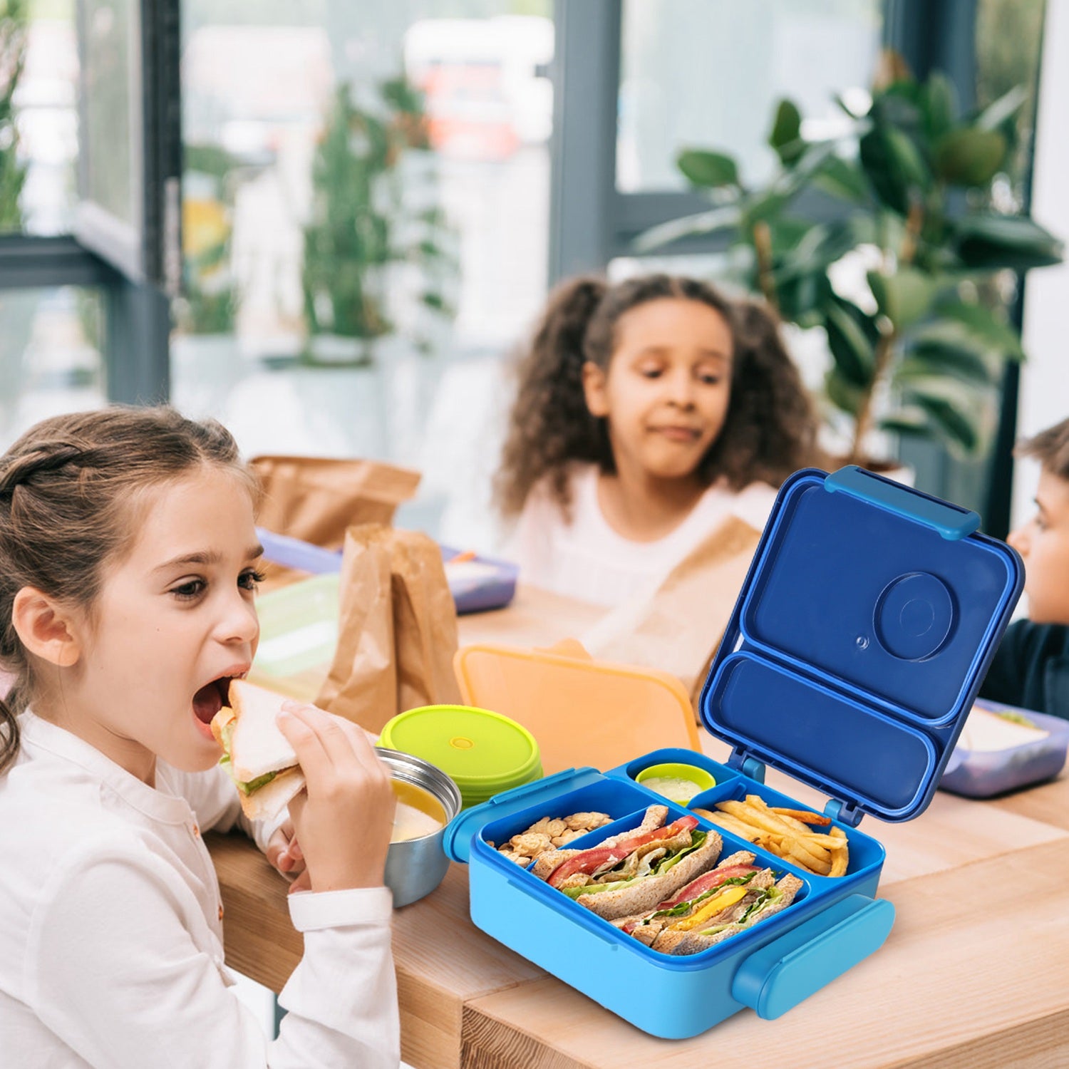 Kids Thermal Lunch Box with Bag 2 Compartments Set