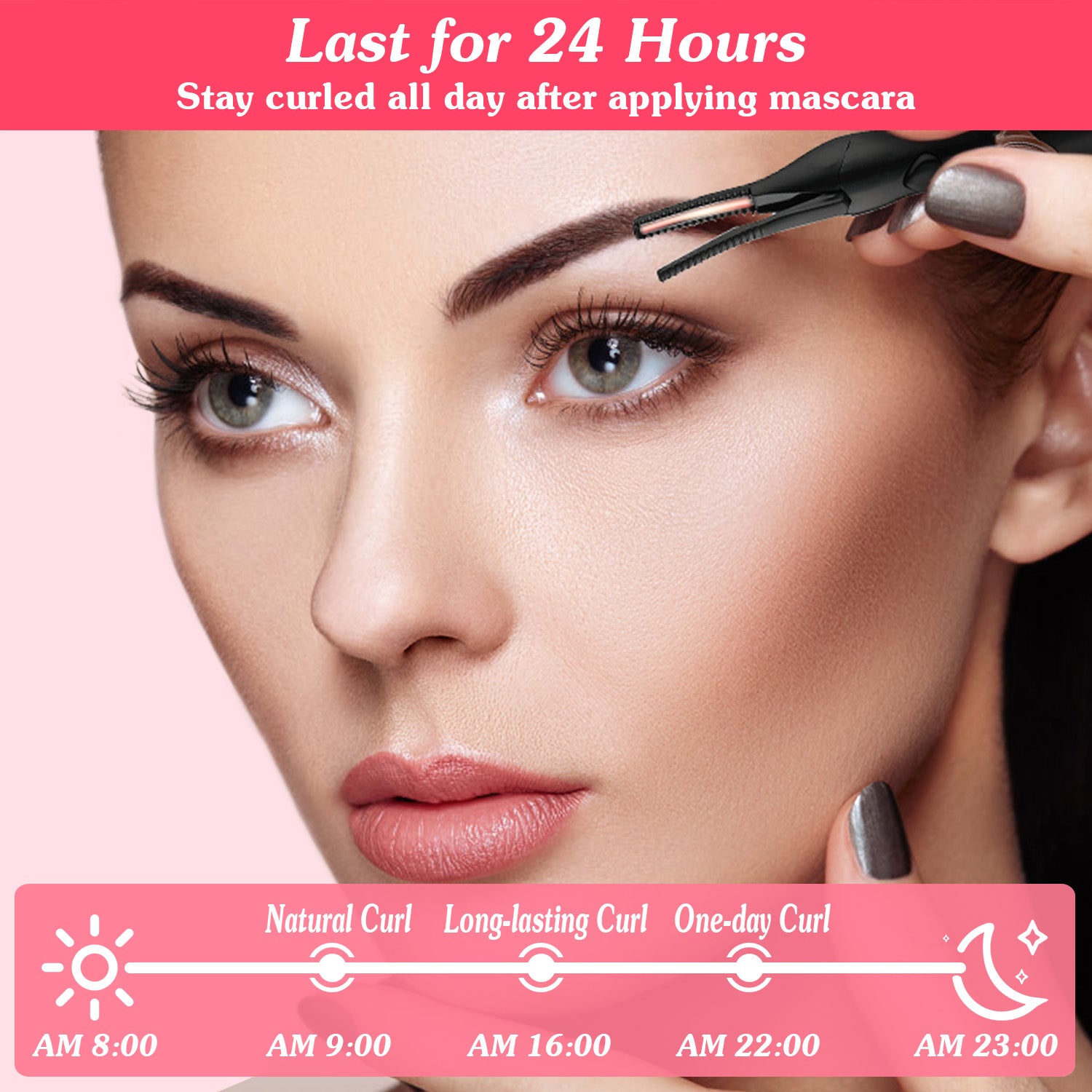 Heated Eyelash Curler with Comb 3 Temp Settings USB Rechargeable