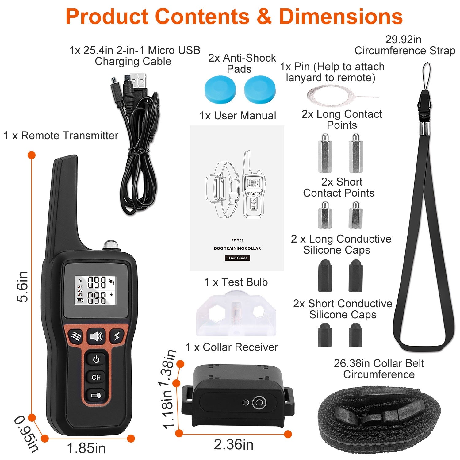 3280FT Dog Training Collar with Remote and Receiver Options