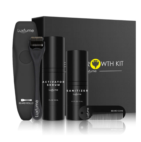 Beard Growth Kit with Serum, Derma Roller & Styling Comb