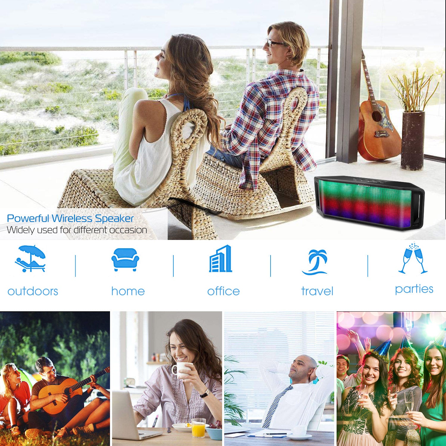 LED Wireless Speaker with FM Radio & USB