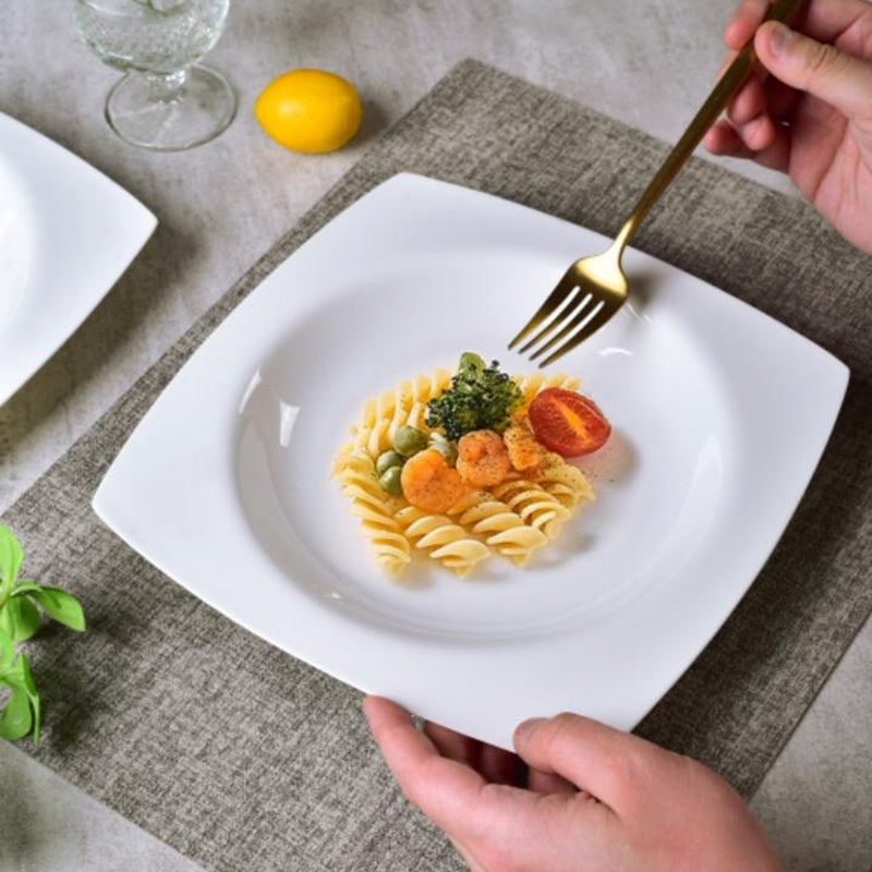 6-Piece White Bone China Square Soup Plates