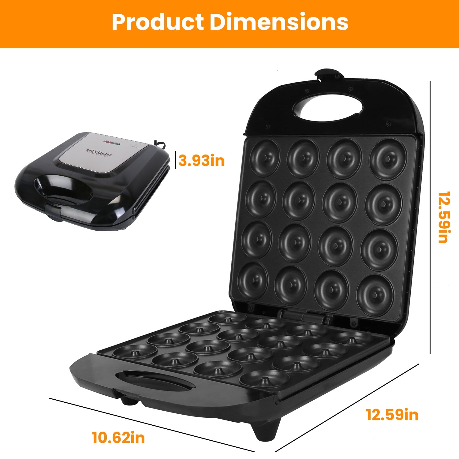 Mini Donut Maker Machine 16 Holes Non Stick Fast Baking Kitchen
