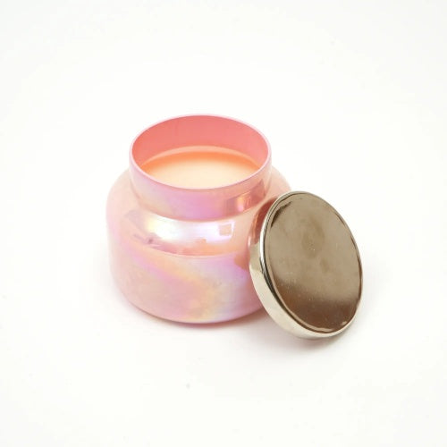 Pink Lustre Scented Candle Jar Elegant Fragrance Decor
