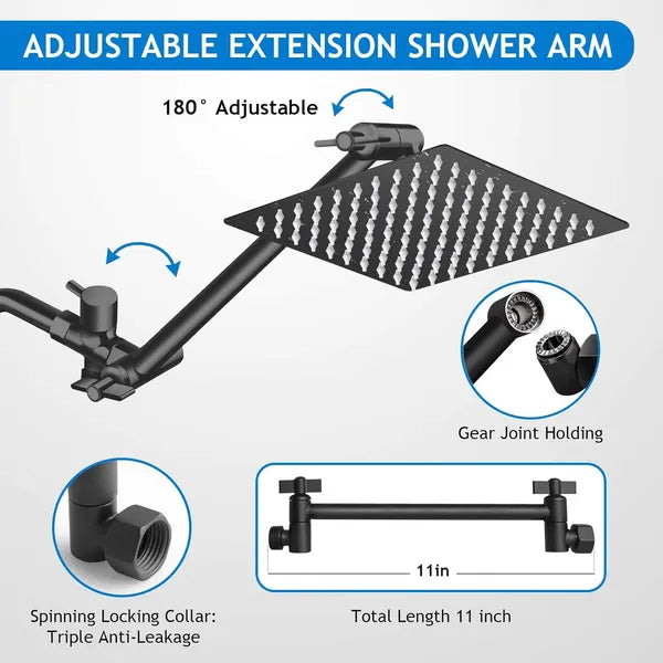 8 Inch Rain Shower Head Combo With Handheld Matte Black