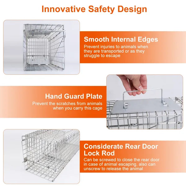 Premium Humane Animal Trap Cage Collapsible Galvanized Wire