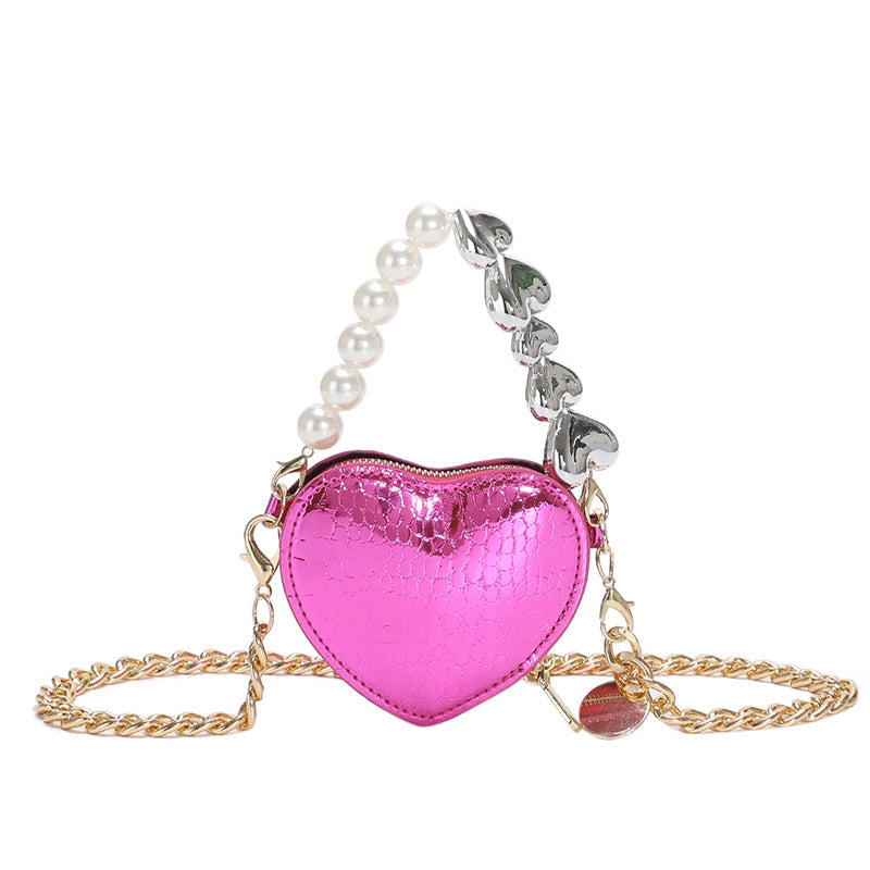 Mini Love Shape Pearl Handbag Cute Chain Shoulder Messenger Bag