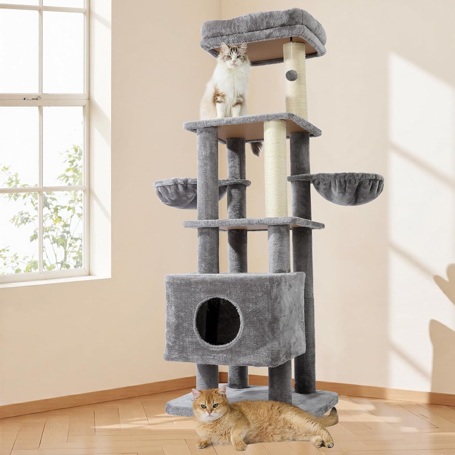 Premium Large Cat Tree Heavy Duty Tower with Scratch Post Perch