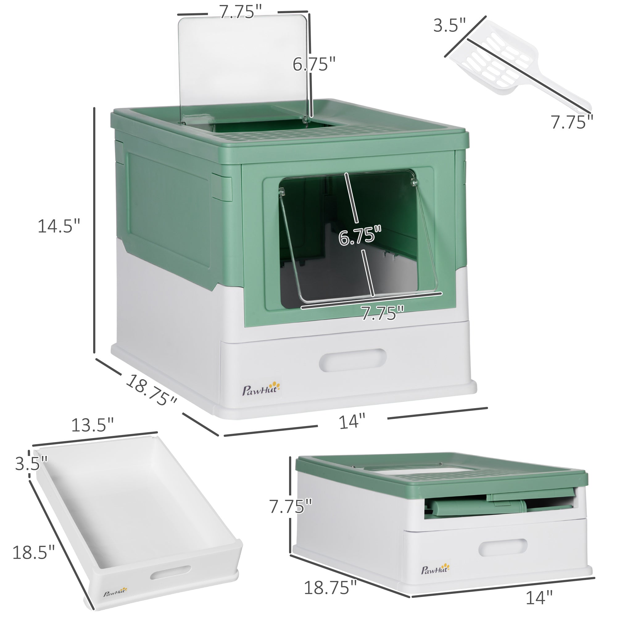 Premium Enclosed Cat Litter Box Front Entry Top Exit Design