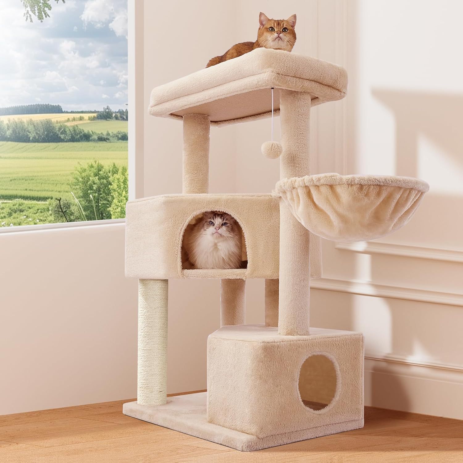 Premium Large Cat Tree Heavy Duty Tower with Scratch Post Perch