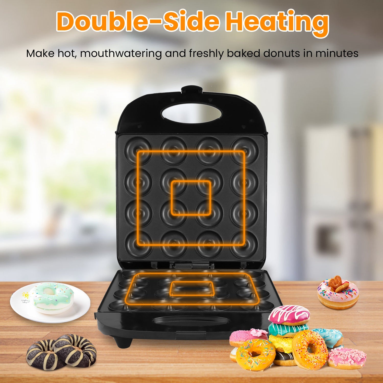Mini Donut Maker Machine 16 Holes Non Stick Fast Baking Kitchen