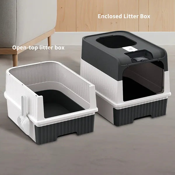 Fully Enclosed Magic Cube Cat Litter Box – Top & Front Entry with Pull-Out Drawer