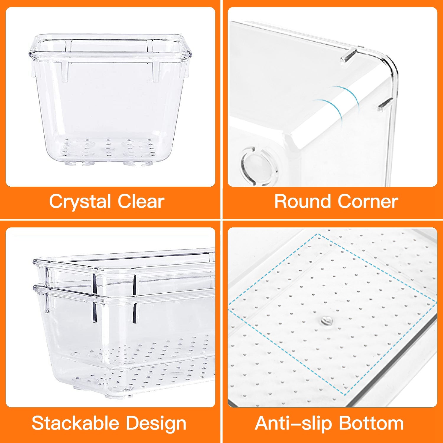 25Pcs Clear Drawer Organizer Set Multi-Size Storage Trays Bins