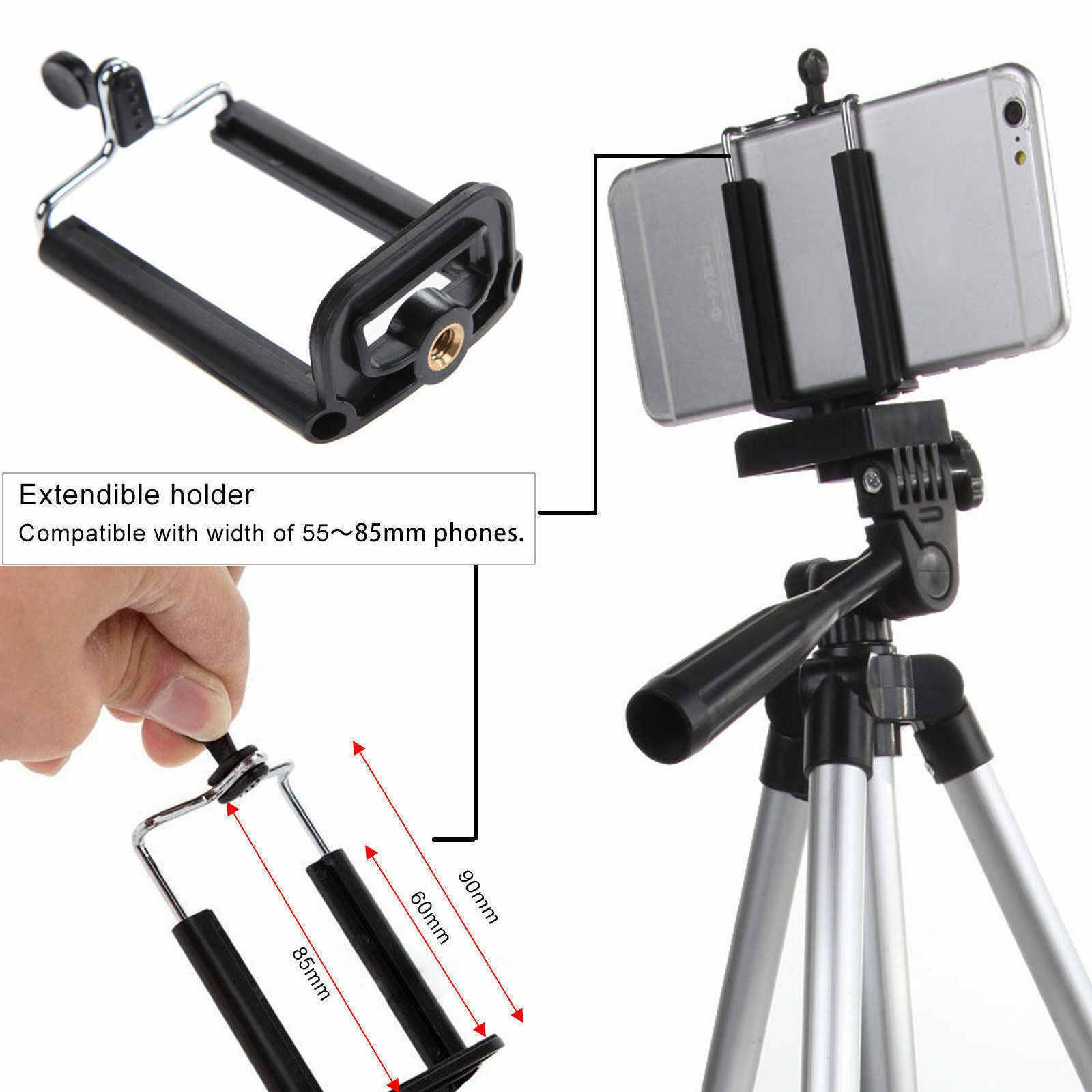 Professional Camera Tripod Stand Phone Holder Portable Mount