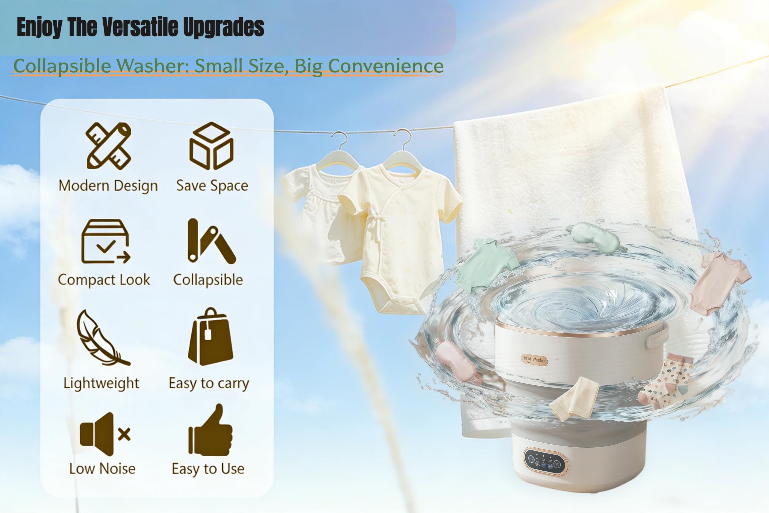 Mini Portable Laundry Washer Foldable Compact Washing Machine