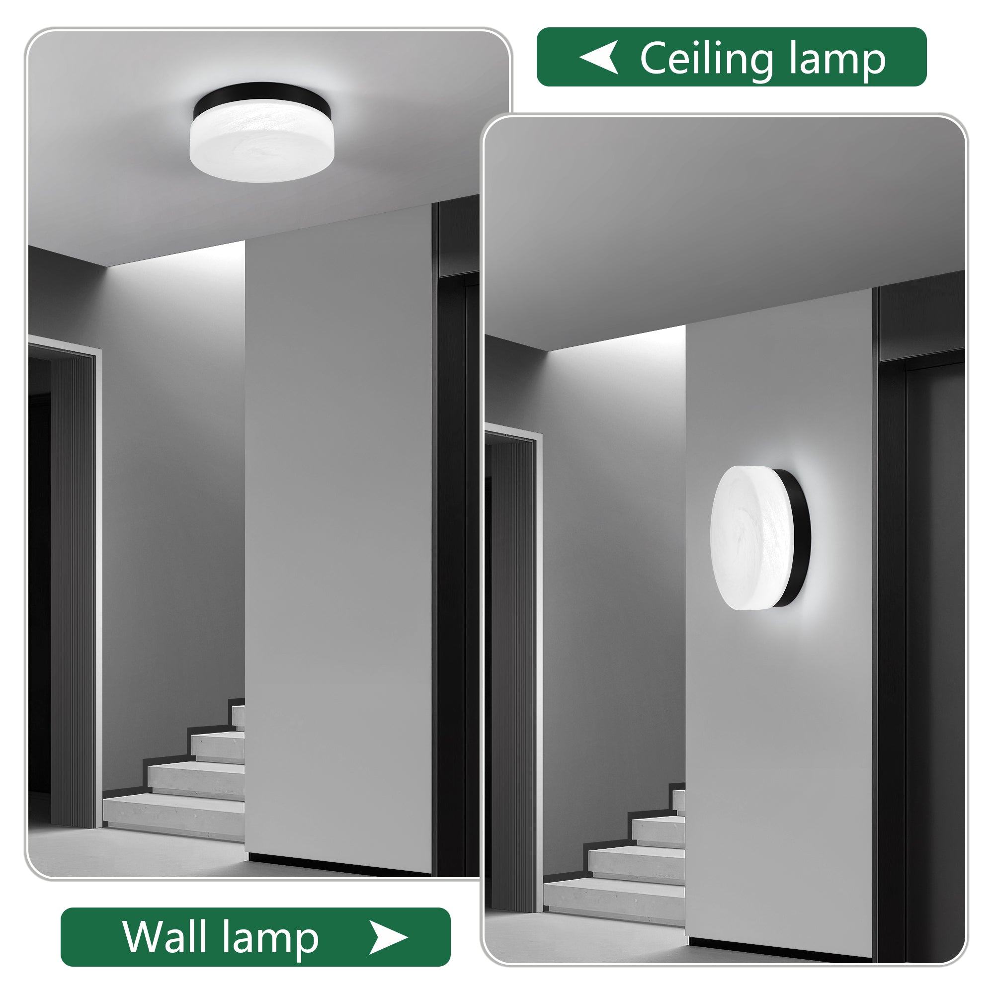 12 Inch LED Ceiling Light 24W Black Flush Mount Round Lamp