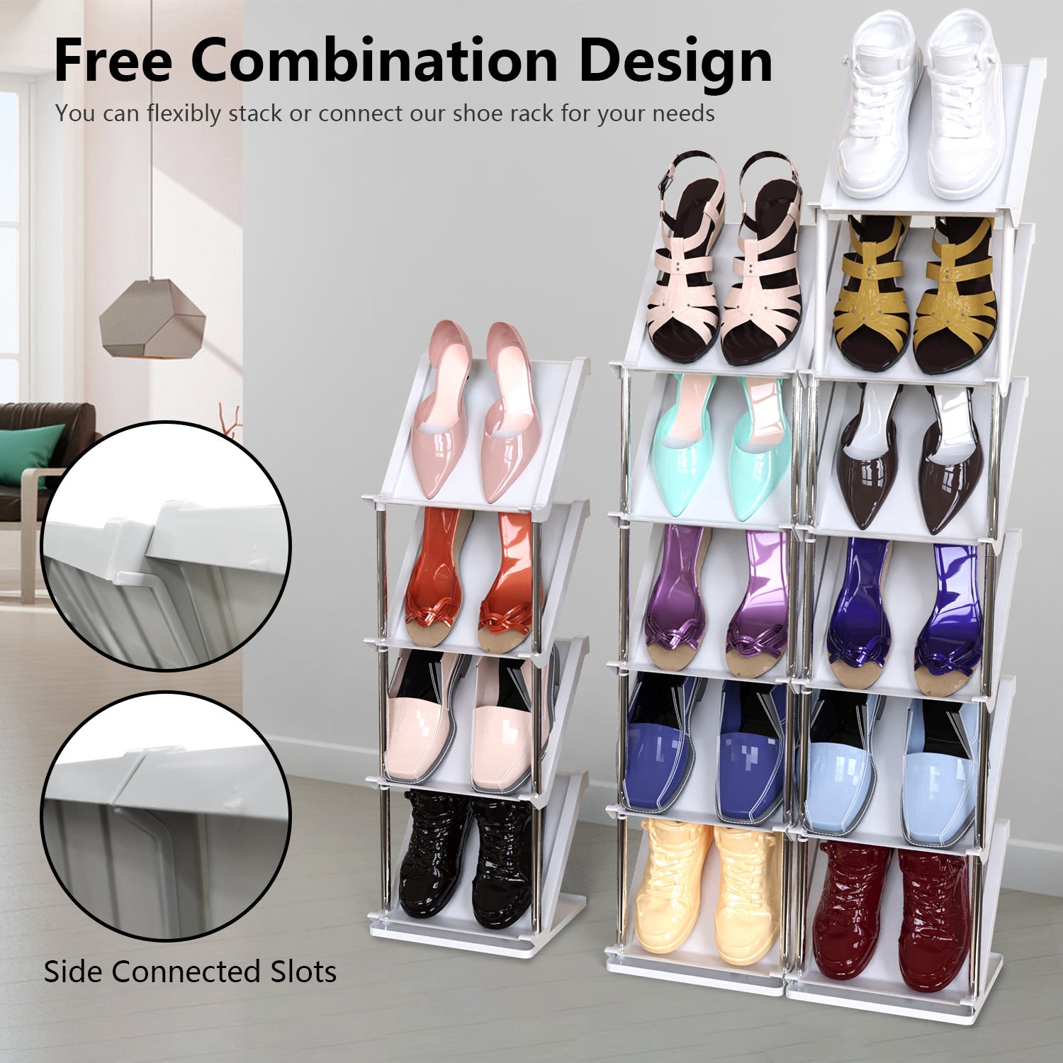 Space Saving 8-Tier Vertical Shoe Rack Narrow Storage Organizer