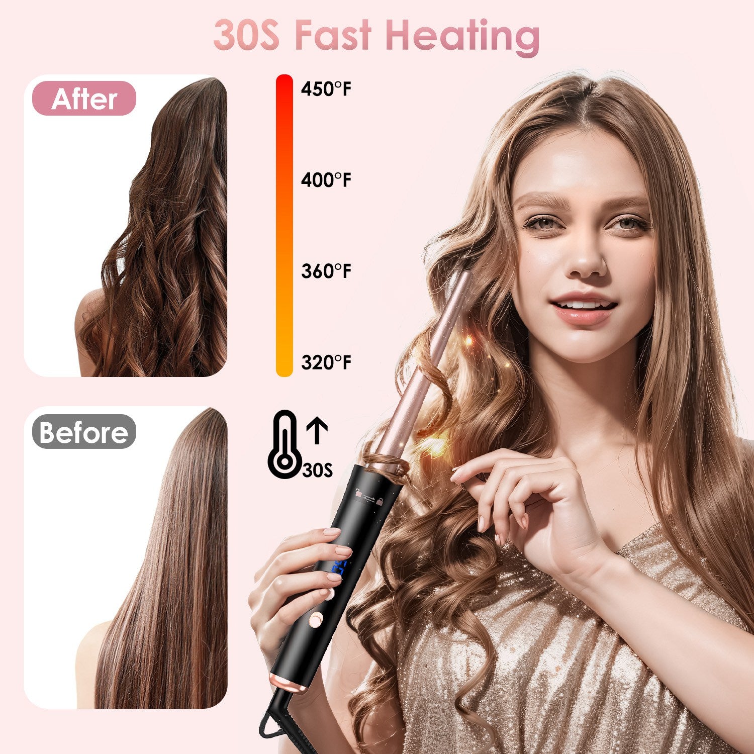 5-in-1 Curling Wand Set with Interchangeable Barrels & Heat