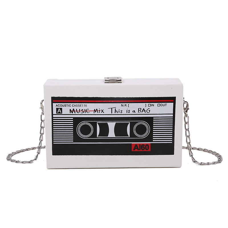 Womens Creative Tape Chain Crossbody Box Bag Stylish Trendy Shoulder Bag