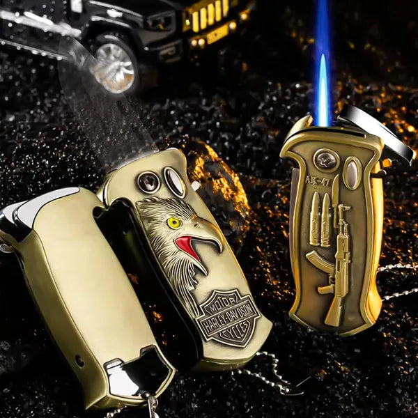 Metal Jet Torch Lighter Refillable Butane Windproof for Camping BBQ & Fireplace