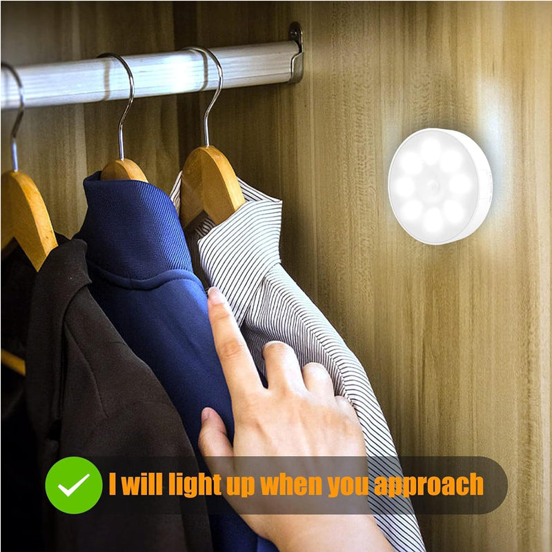 6PCS Motion Sensor Cabinet Lights Rechargeable 3 Color LED