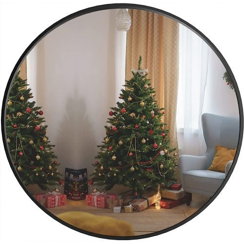 Elegant 16 Inch Black Round Bathroom Mirror Modern Wall Decor