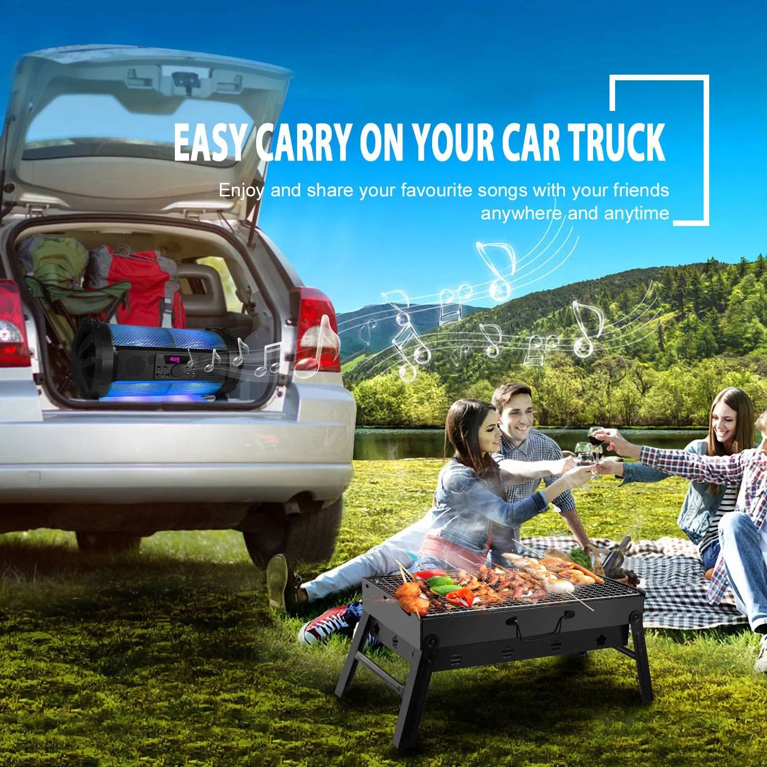 Portable Foldable Charcoal BBQ Grill for Camping