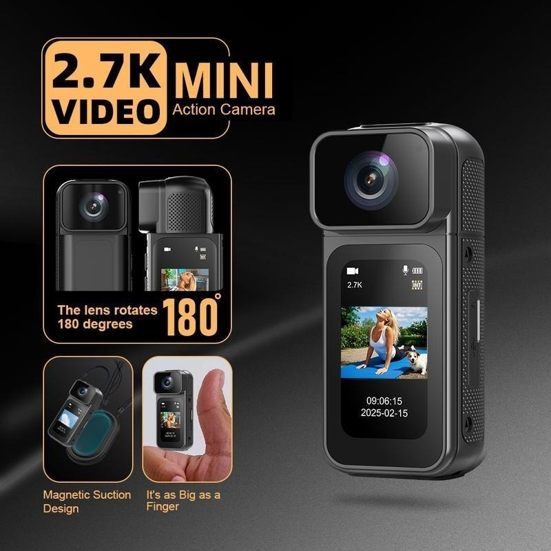 Ormos Mini Action Camera 2.7K WiFi Magnetic 180° Rotating Lens