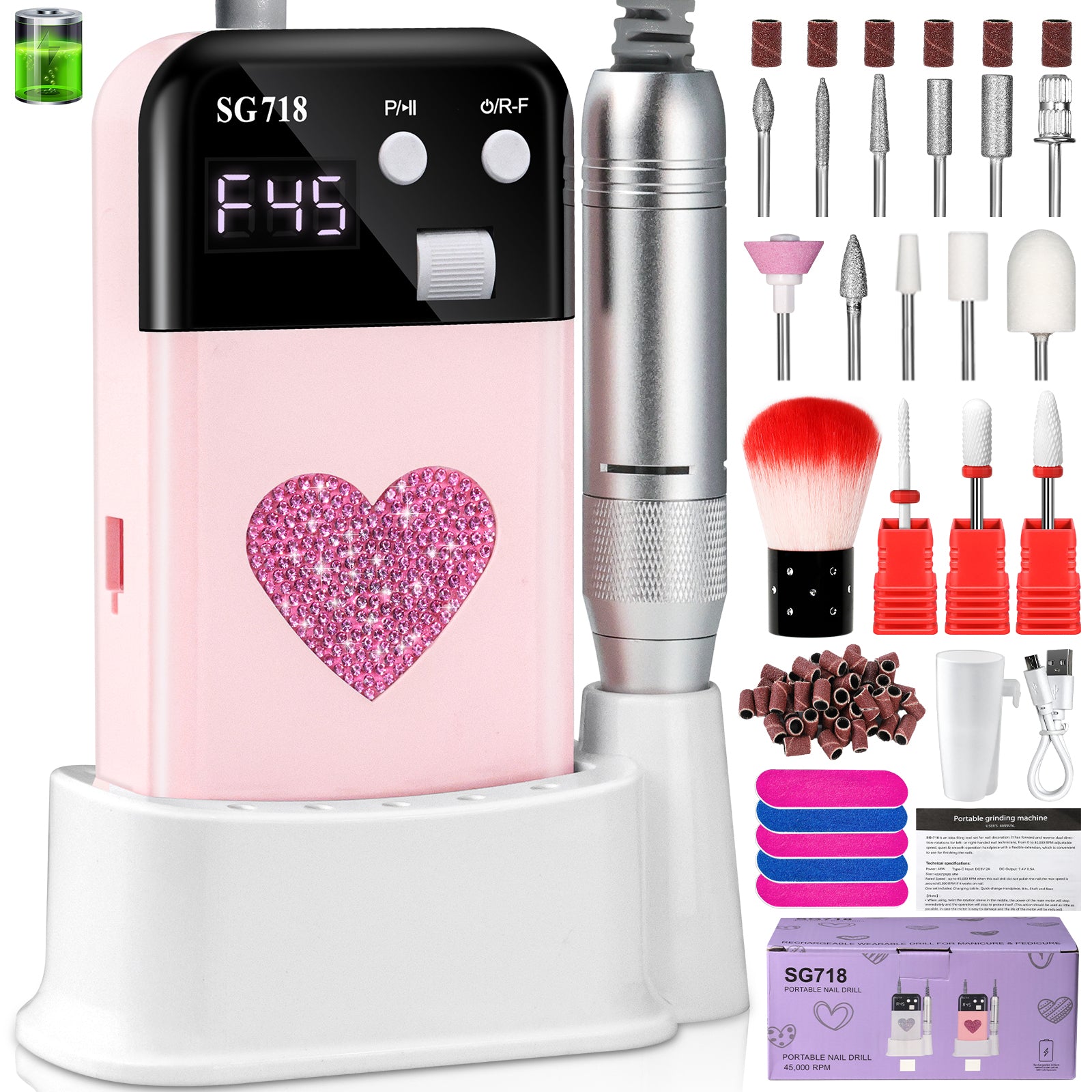 45000 RPM Rechargeable Electric Nail Drill