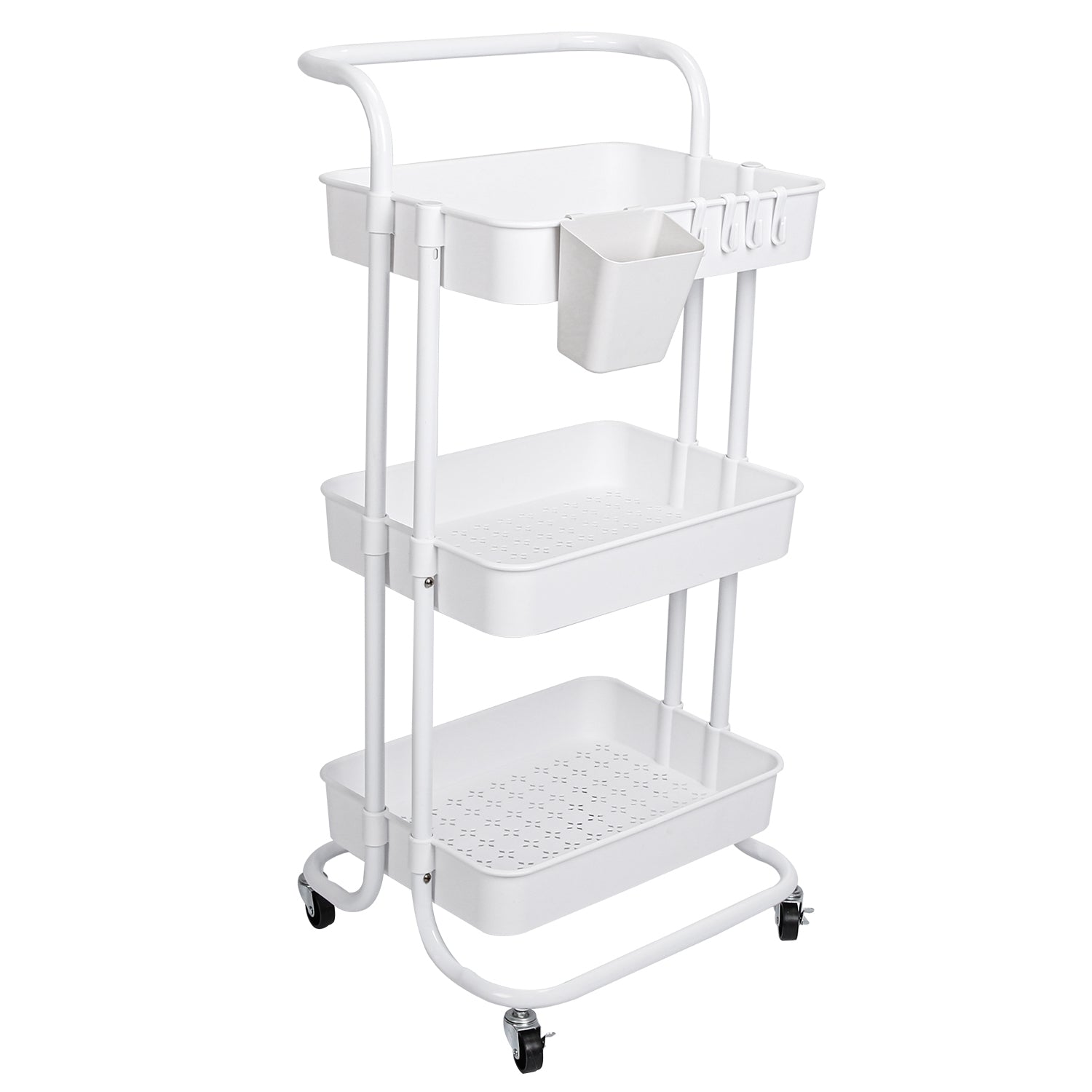 3 Tier Rolling Utility Cart with Mesh Baskets
