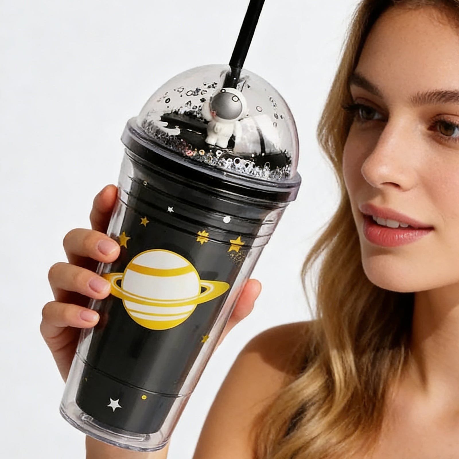 450ml Astronaut Water Bottle Black Space Design