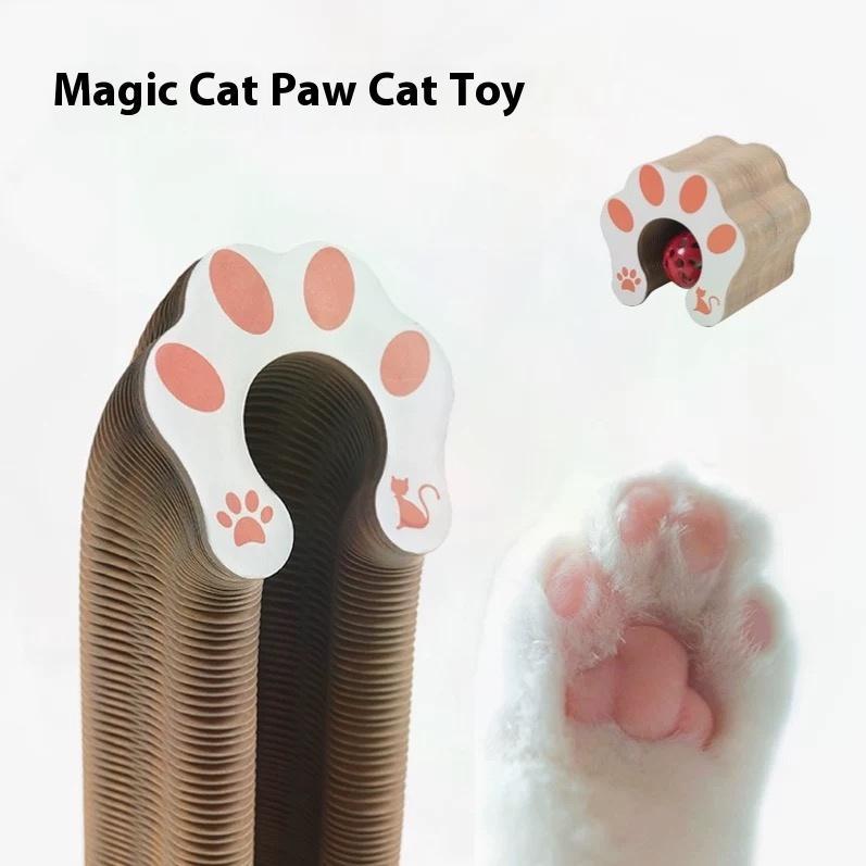 Foldable Cat Scratching Post Toy – Accordion Style Interactive Scratcher with Wood Grain Design