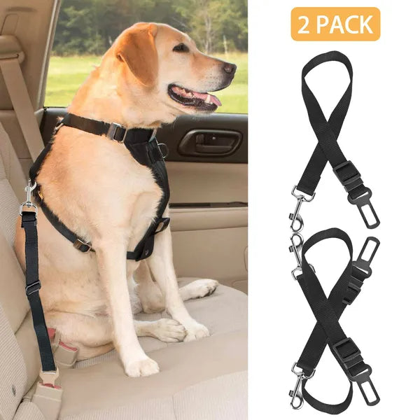 2PCS Adjustable Pet Seat Belt Leash for Dog and Cat Safety