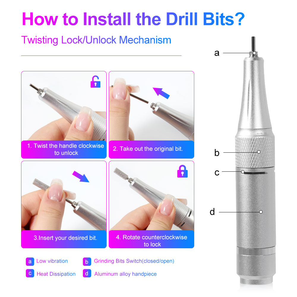 Professional 45000RPM Cordless Rechargeable Electric Nail Drill Machine