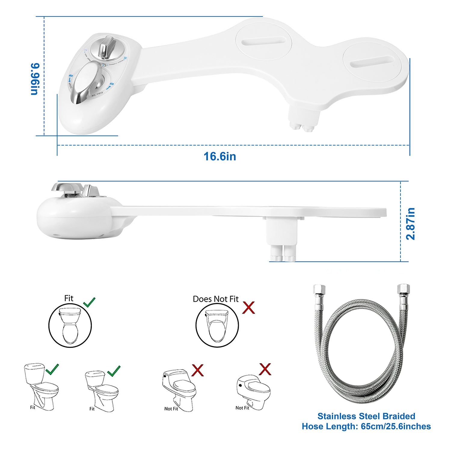 Cold Water Spray Bidet with Dual Nozzle Self Cleaning Toilet Seat Attachment