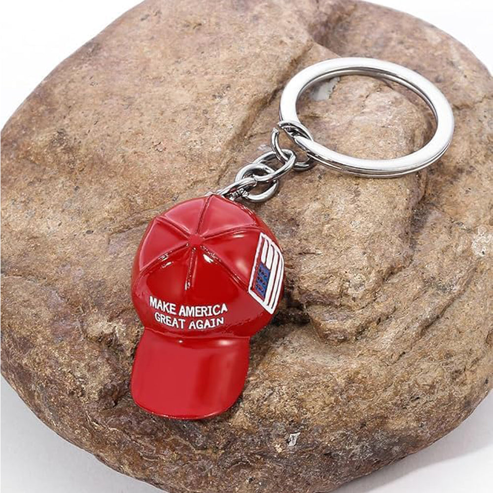 Stylish Red Cap Keychain Set 6Pc Hat Pendant Fashion Accessory