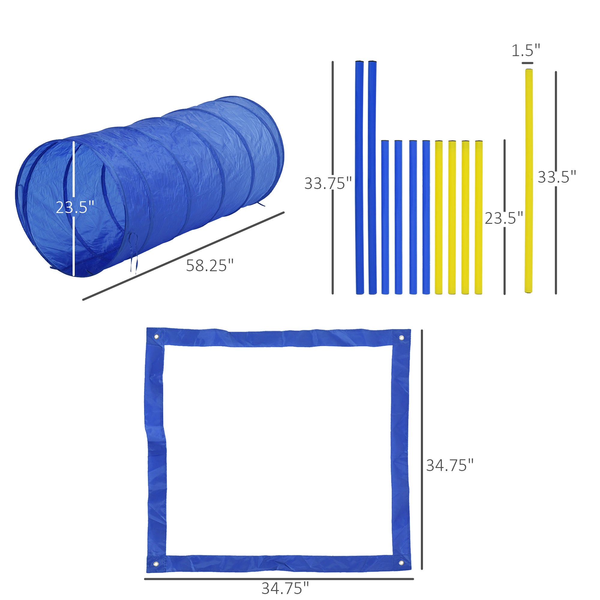 Dog Agility Training Course Set – Adjustable Jump, Tunnel & Weave Pole Obstacle Kit