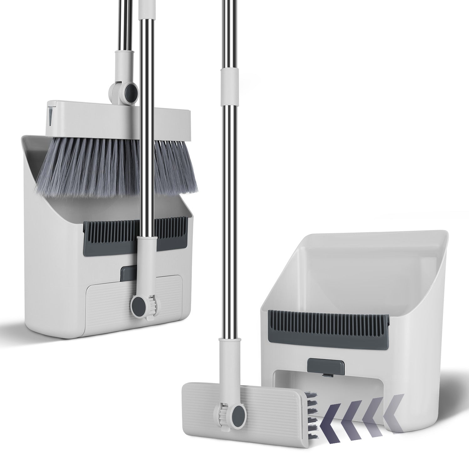 Premium 4 in 1 Broom and Dustpan Set with Squeegee Steel Handle