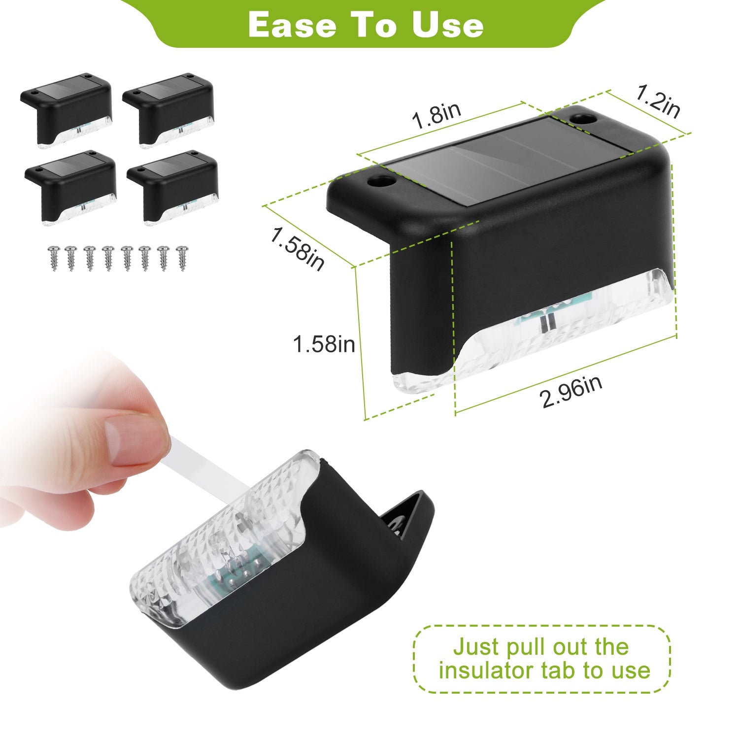 Solar LED Step Lights Waterproof Dusk to Dawn Outdoor Fence Lamps