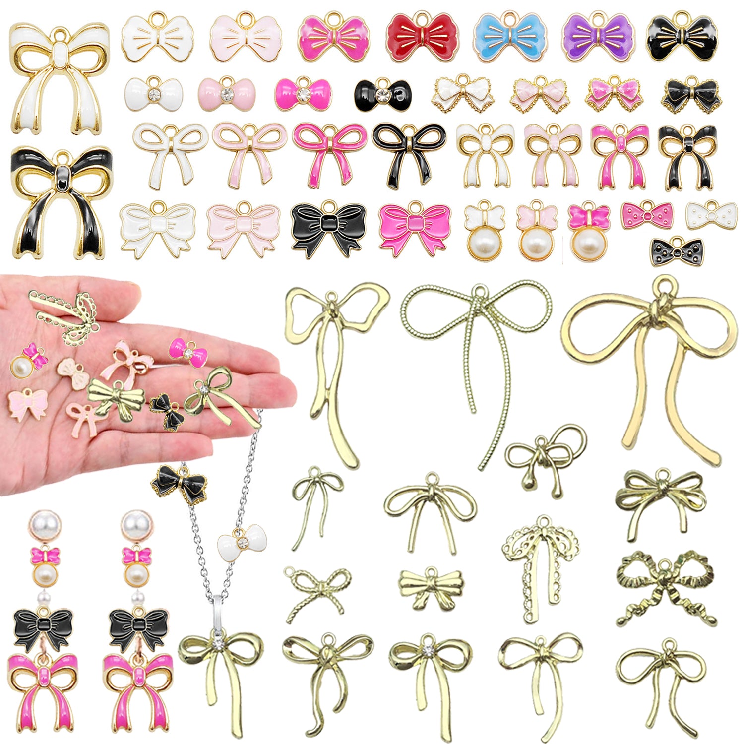 Premium 51Pc Bowknot Charms Set Cute DIY Jewelry Craft Accessories