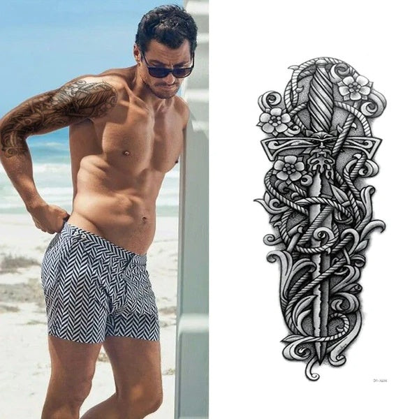 Large Temporary Tattoo Sleeve Waterproof Realistic Body Art